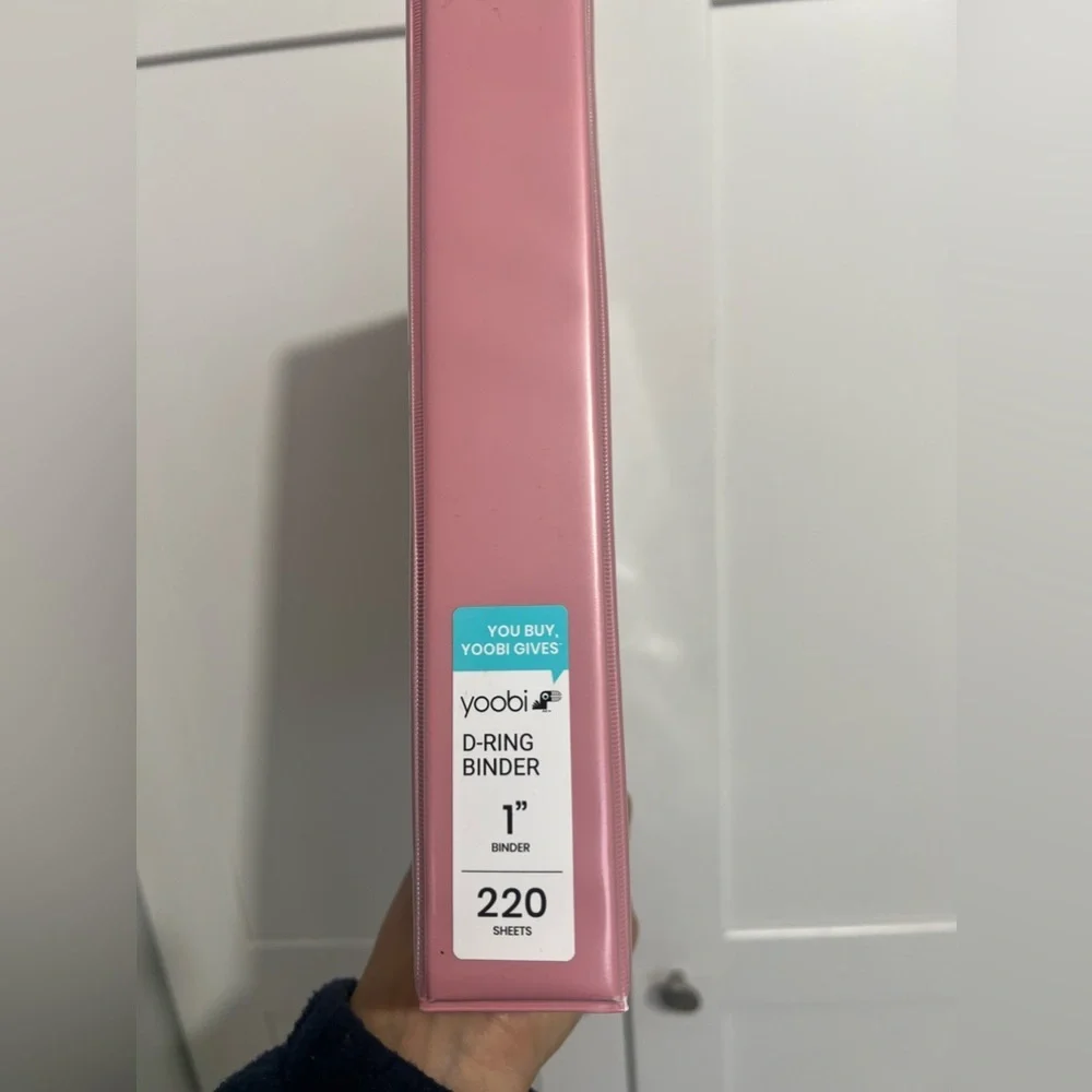 PINK YOOBI binder new 1 inch binder pink with pockets school organized supply